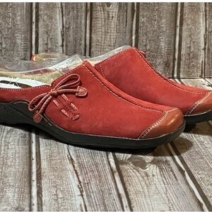 Naturalizer Red Leather Suede Slip On Comfort Mules Women’s Shoes Size 8.5